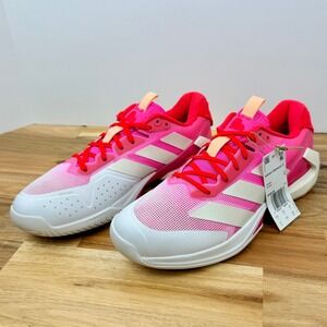 Adidas Ubersonic 5 Tennis Shoes Women's Pink White Heart Lace Up Athletic Size 8